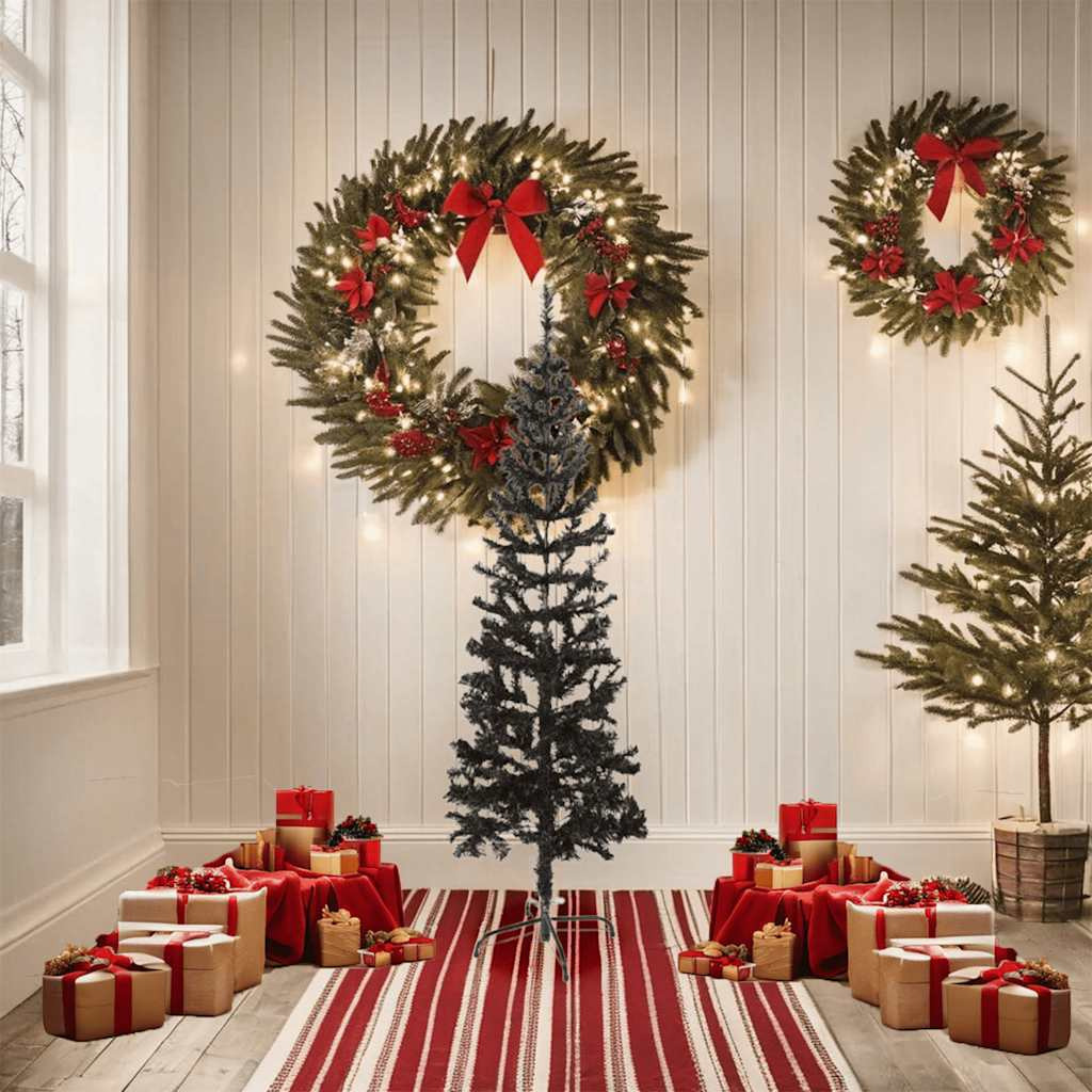 vidaXL Slim Christmas Tree Black 5 ft