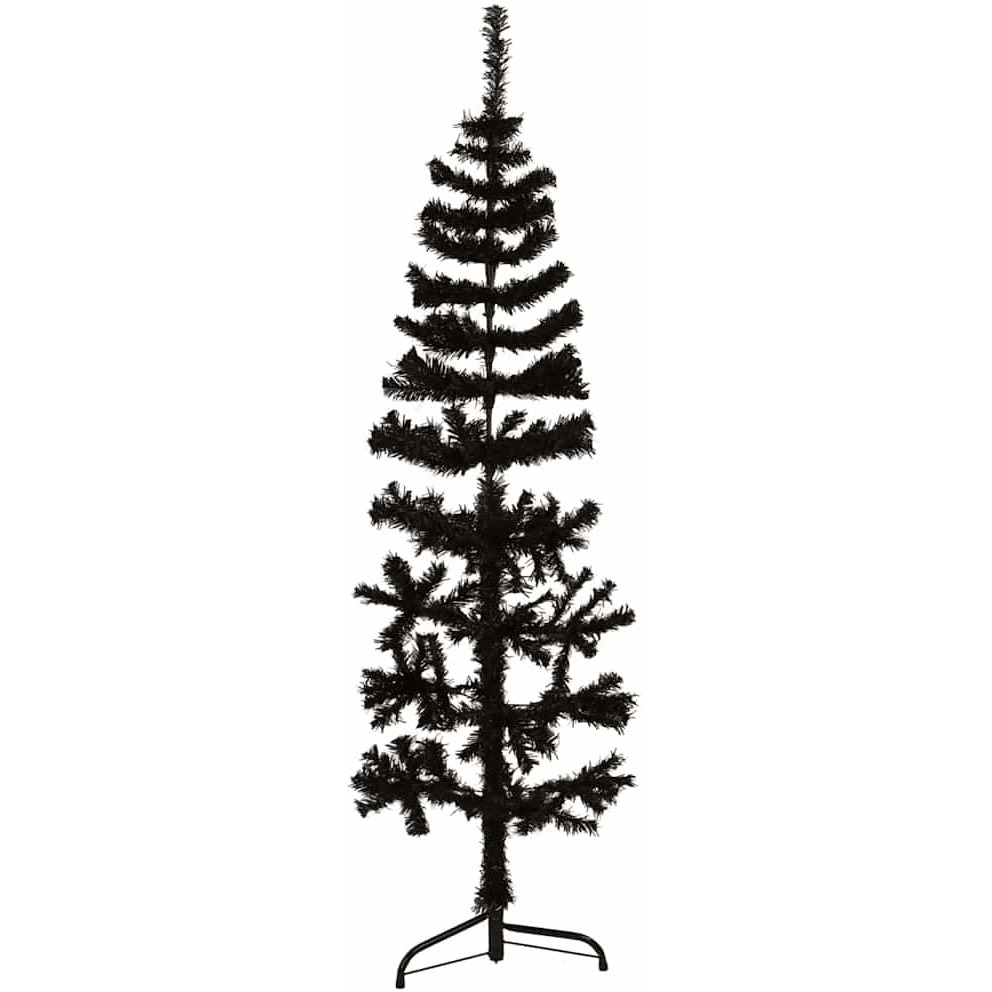 vidaXL Slim Artificial Half Christmas Tree with Stand Black 5 ft