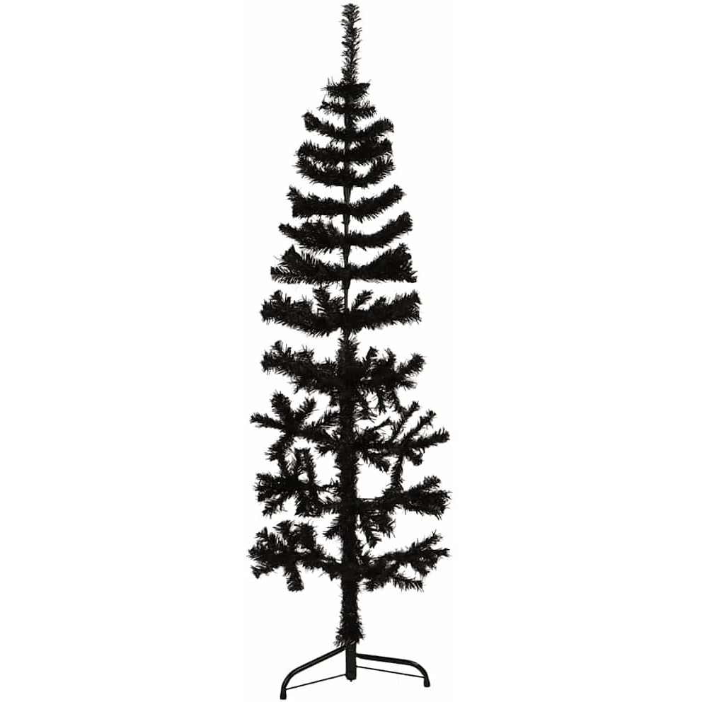 vidaXL Slim Artificial Half Christmas Tree with Stand Black 5 ft