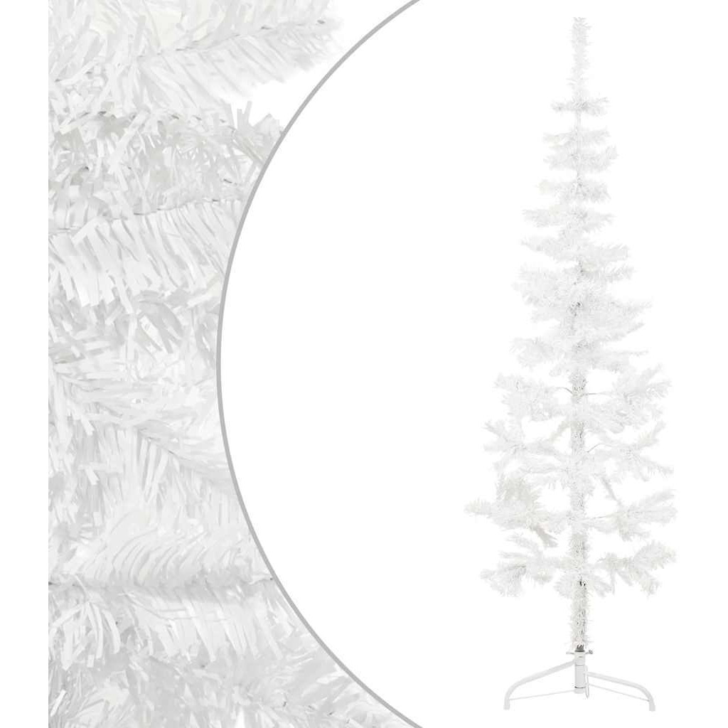 vidaXL Slim Artificial Half Christmas Tree with Stand White 5 ft