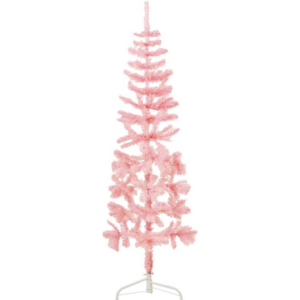 vidaXL Slim Artificial Half Christmas Tree with Stand Pink 5 ft