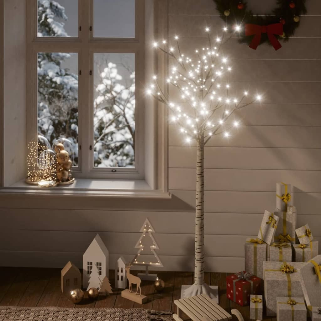 vidaXL Christmas Tree 156 LEDs 5 ft Cold White Willow Indoor Outdoor