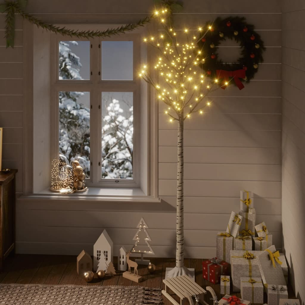vidaXL Christmas Tree 200 LEDs 6 ft Warm White Willow Indoor Outdoor
