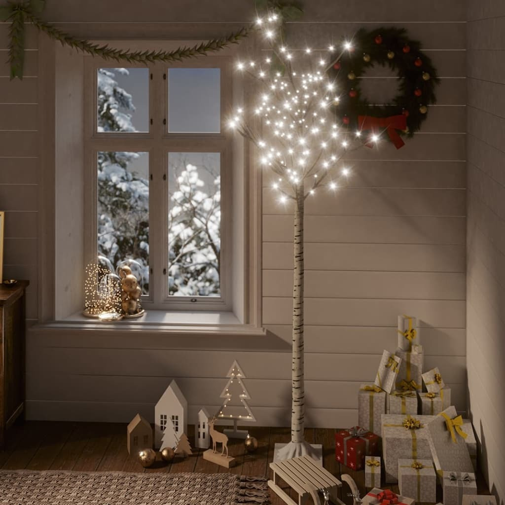 vidaXL Christmas Tree 200 LEDs 6 ft Cold White Willow Indoor Outdoor