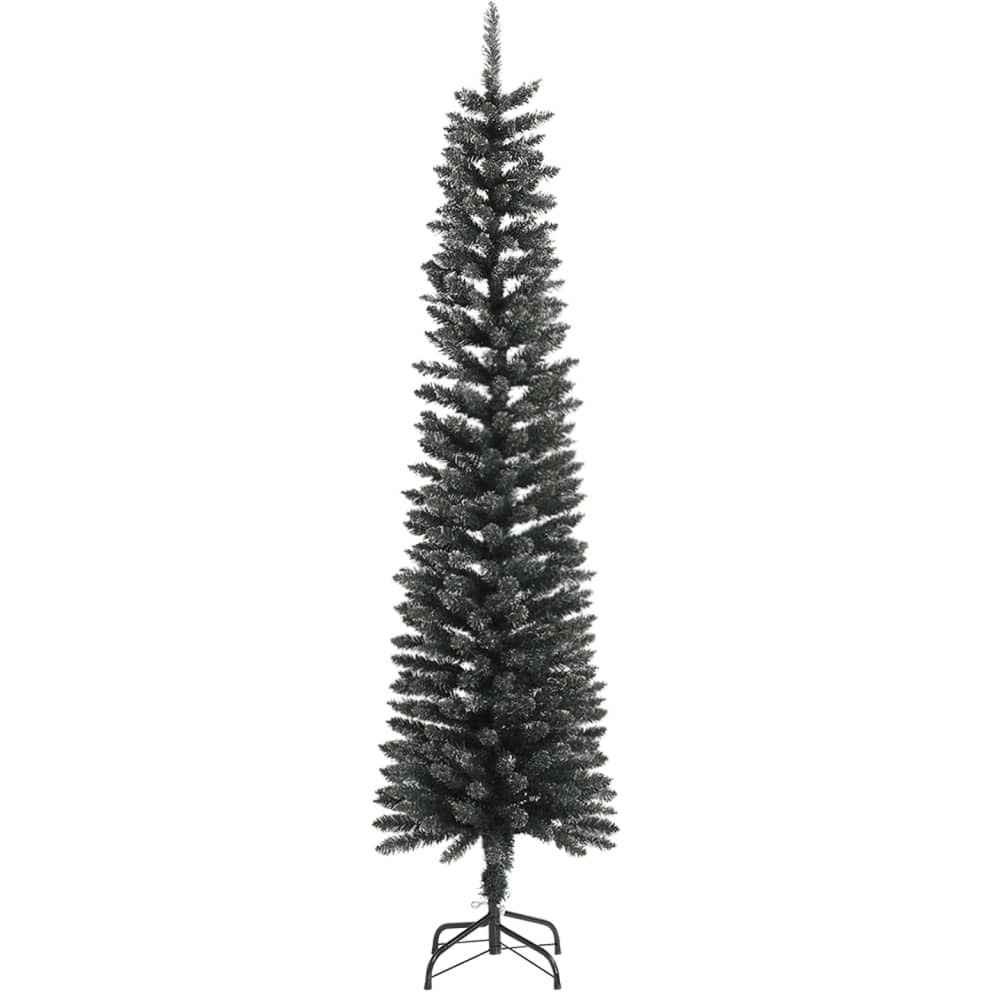 vidaXL Artificial Slim Christmas Tree with Stand Green 7 ft PVC