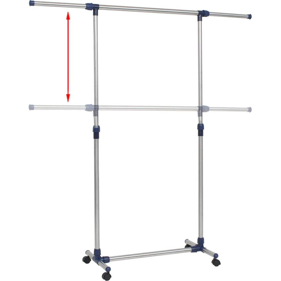vidaXL Adjustable Clothes Rack Stainless Steel 65&quotx17.3&quotx59.1" Silver