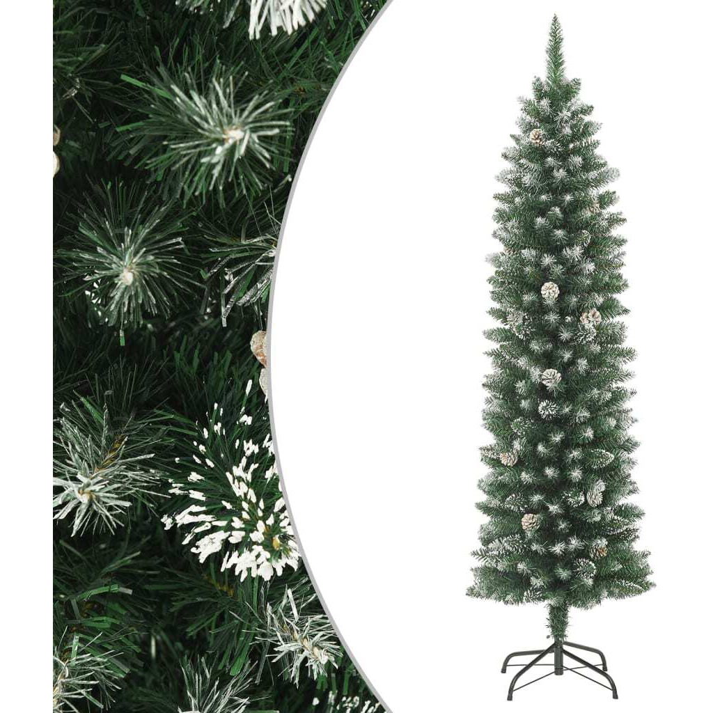 vidaXL Artificial Slim Christmas Tree with Stand 5 ft PVC
