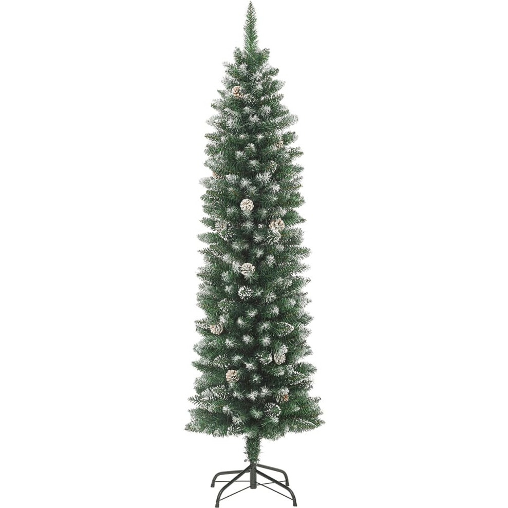 vidaXL Artificial Slim Christmas Tree with Stand 5 ft PVC