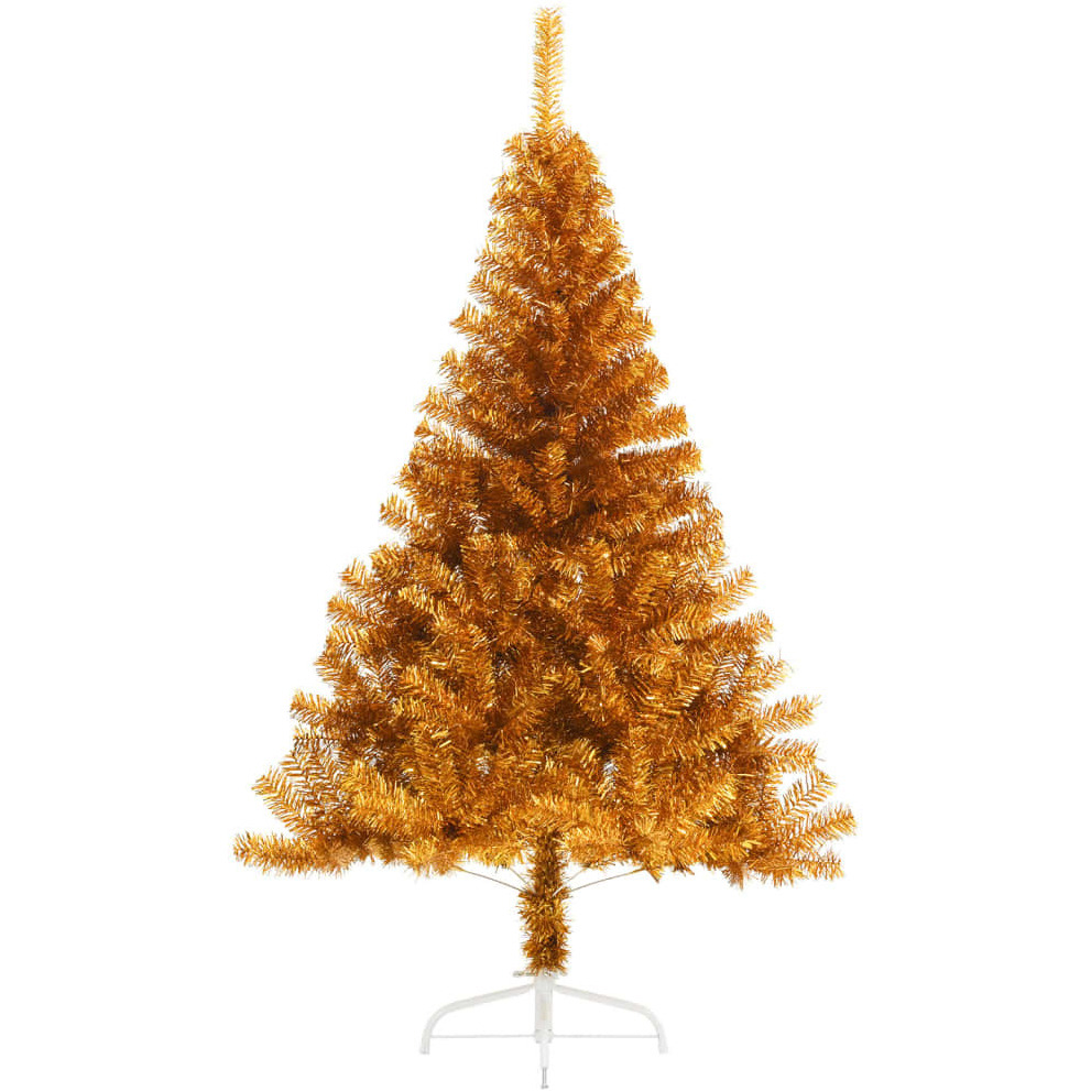 vidaXL Artificial Half Christmas Tree with Stand Gold 5 ft PVC