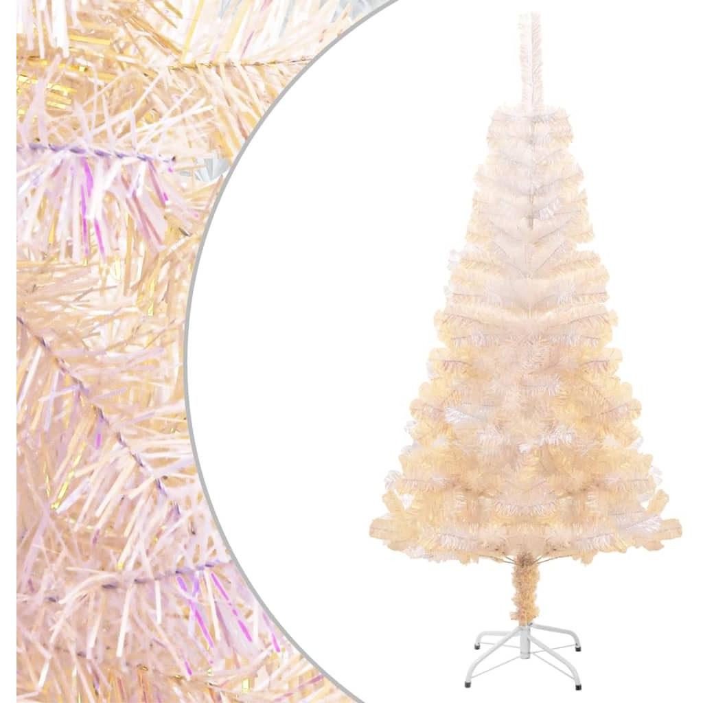 vidaXL Artificial Christmas Tree with Iridescent Tips White 5 ft PVC