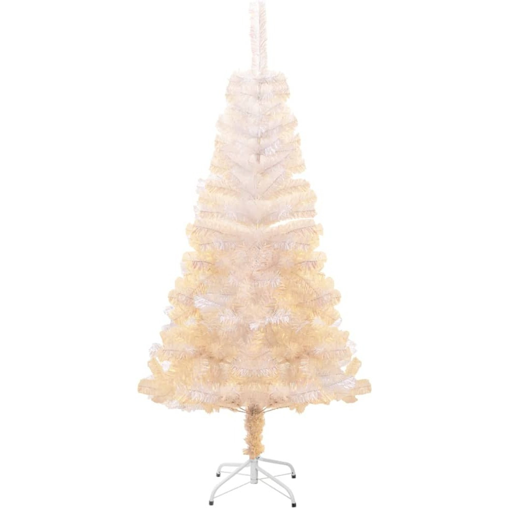 vidaXL Artificial Christmas Tree with Iridescent Tips White 5 ft PVC