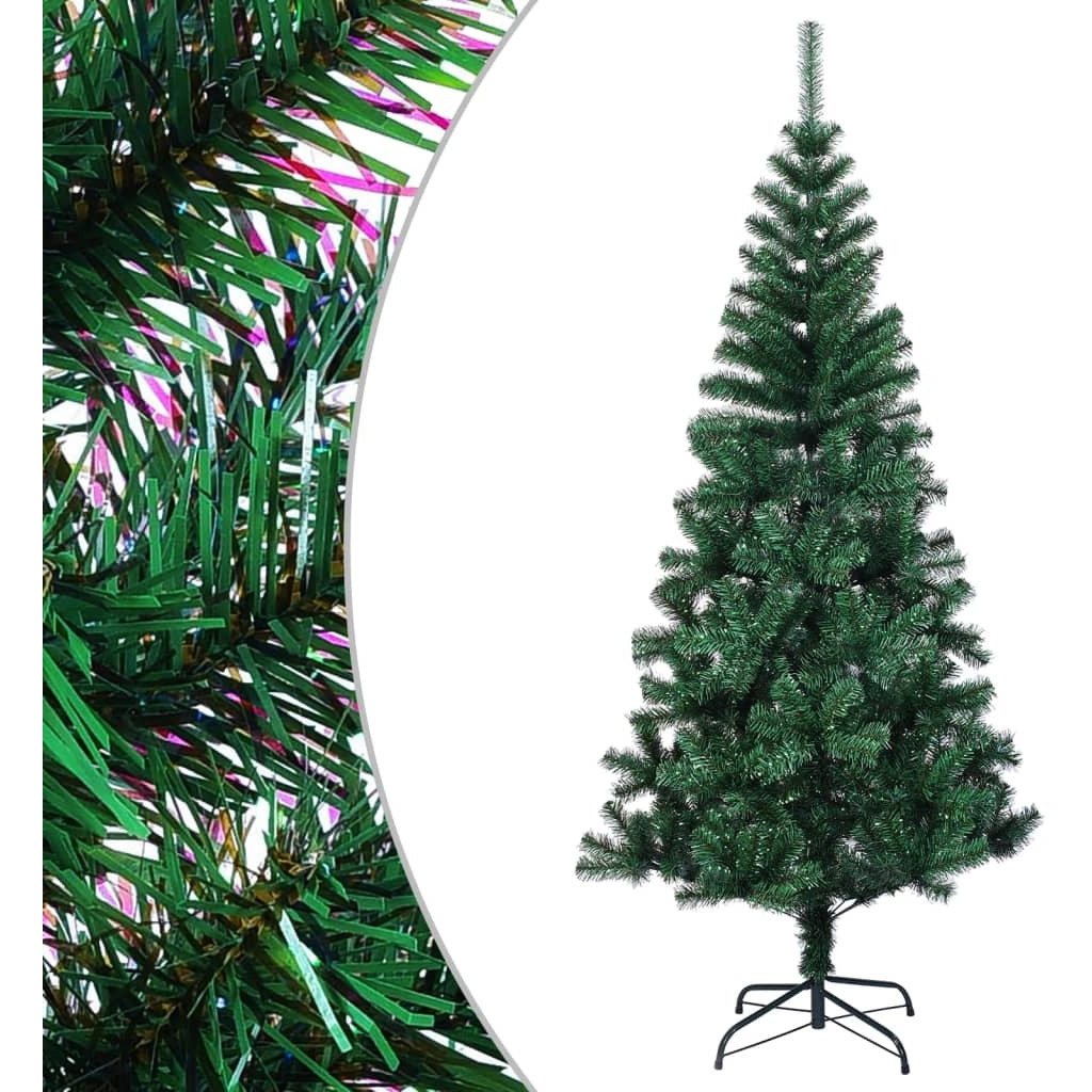 vidaXL Artificial Christmas Tree with Iridescent Tips Green 5 ft PVC