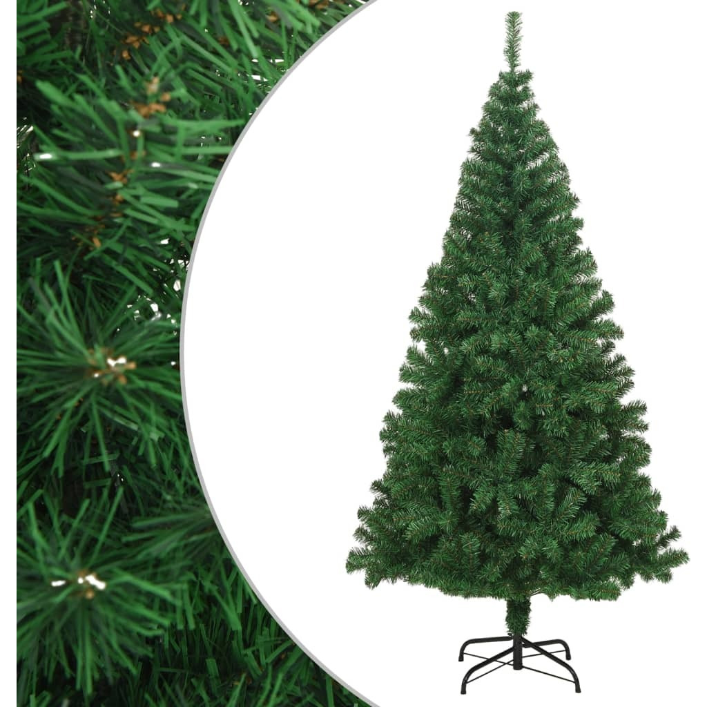 vidaXL Artificial Christmas Tree with Thick Branches Green 7 ft PVC