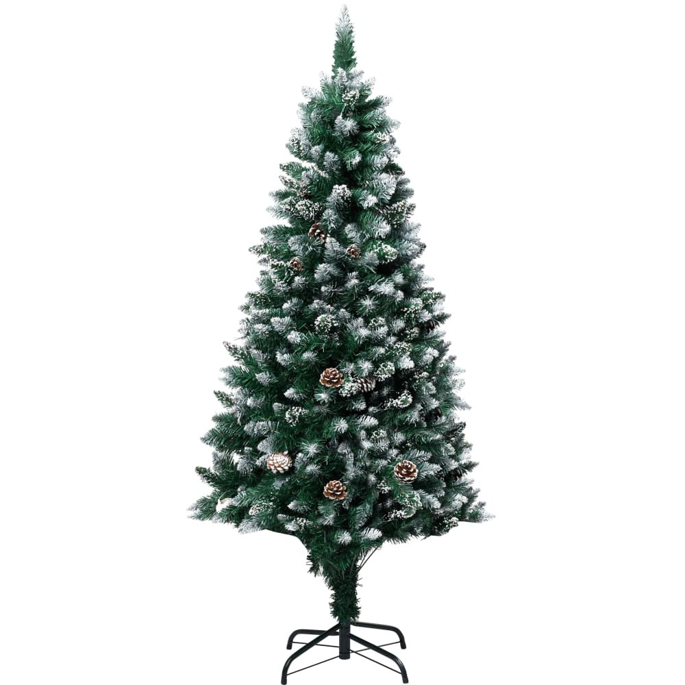 vidaXL Artificial Christmas Tree with Pine Cones and White Snow 5 ft