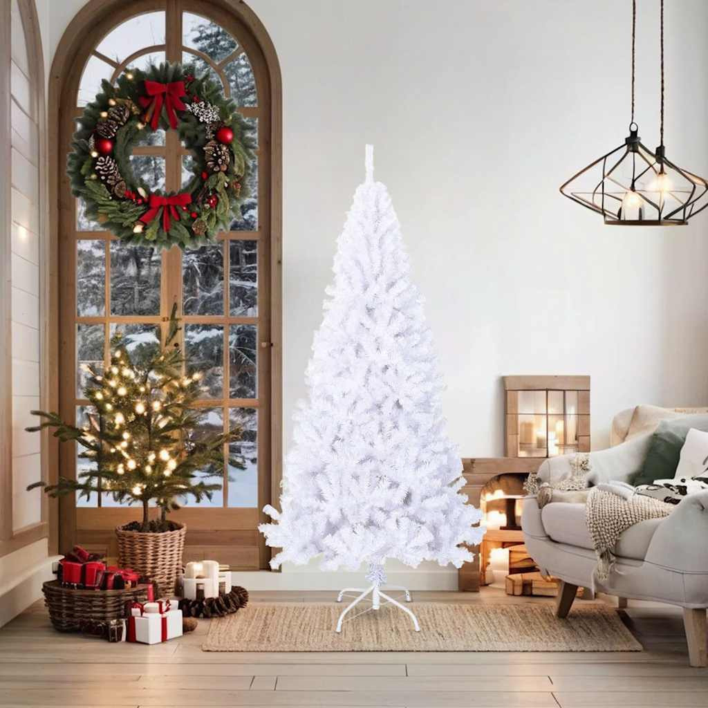 vidaXL Artificial Christmas Tree with Thick Branches White 6 ft PVC