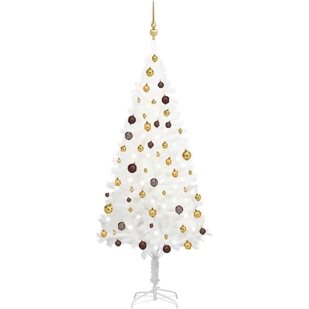 vidaXL Artificial Christmas Tree with LEDs&Ball Set White 70.9"