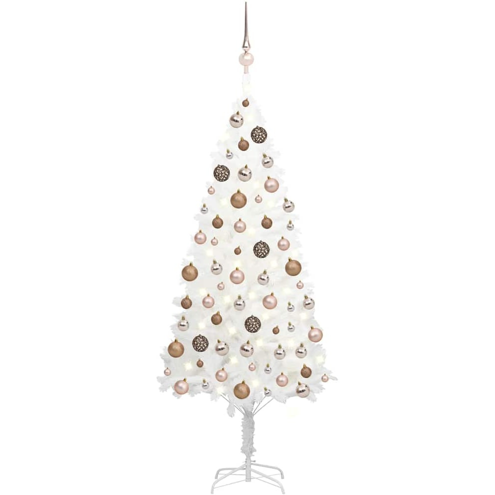 vidaXL Artificial Christmas Tree with LEDs&Ball Set White 70.9"