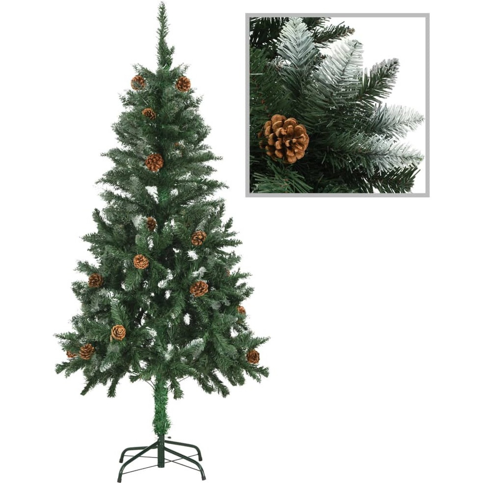 vidaXL Artificial Christmas Tree with Pine Cones and White Glitter 5 ft
