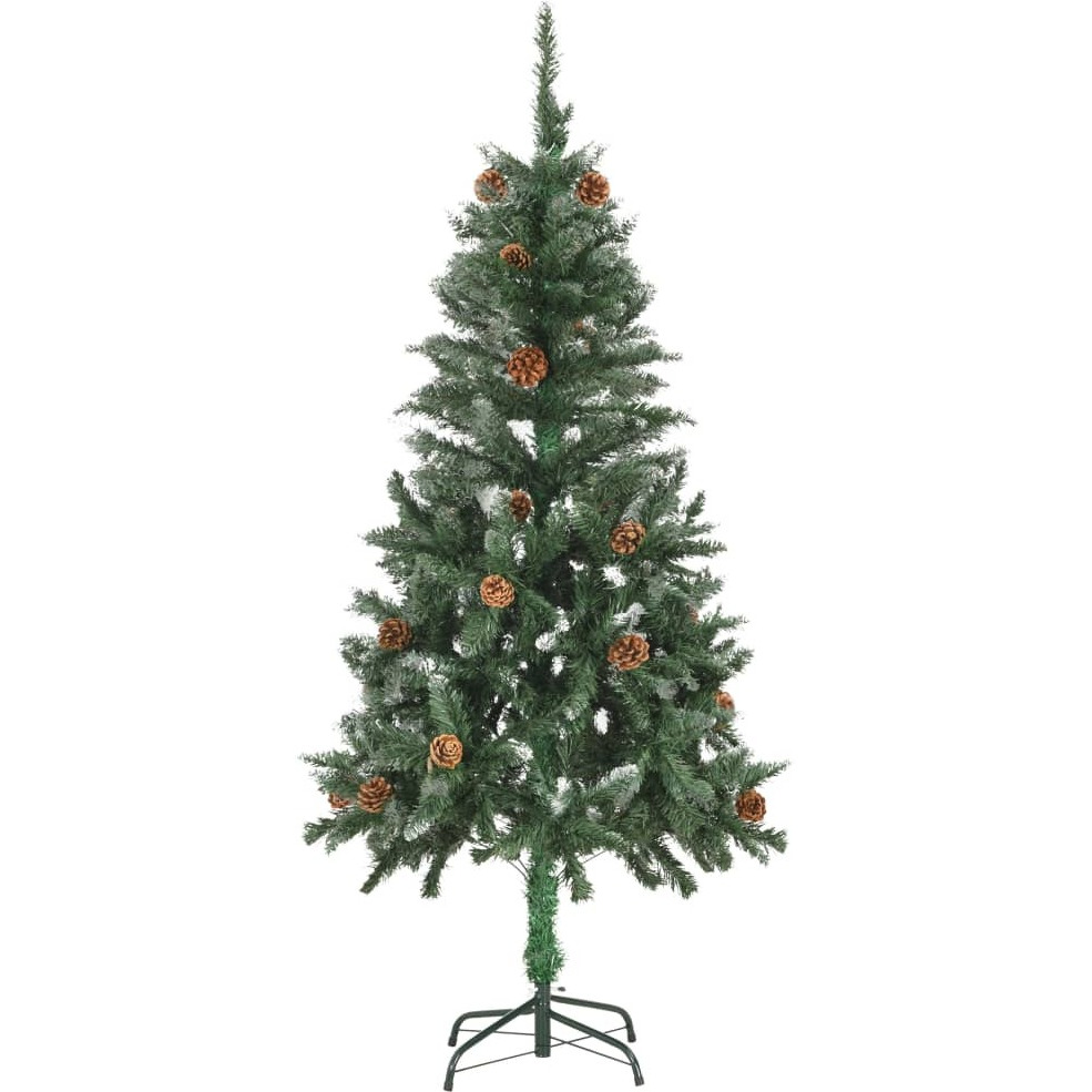vidaXL Artificial Christmas Tree with Pine Cones and White Glitter 5 ft