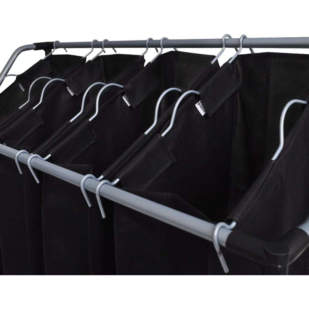 Laundry Sorter with 4 Bags Black Gray