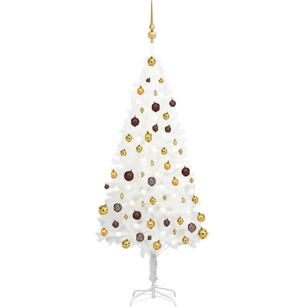 vidaXL Artificial Christmas Tree with LEDs&Ball Set White 59.1"