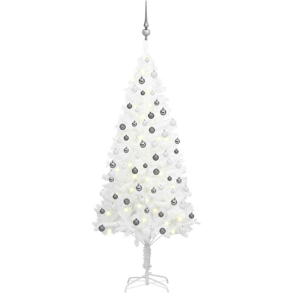 vidaXL Artificial Christmas Tree with LEDs&Ball Set White 59.1"