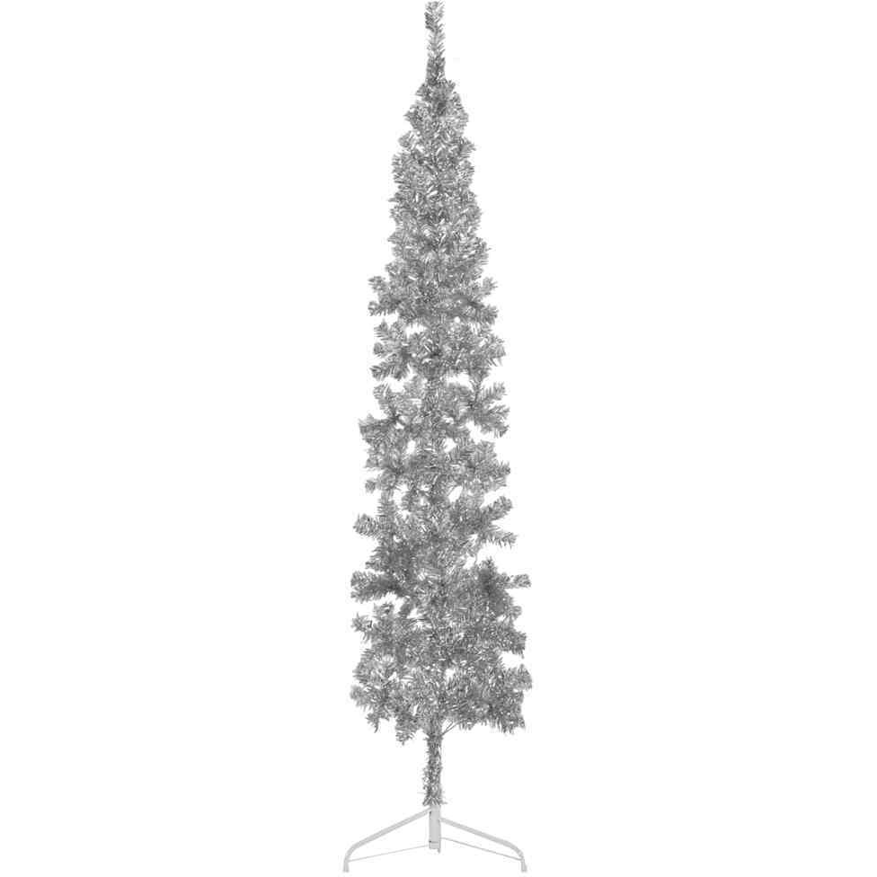 vidaXL Slim Artificial Half Christmas Tree with Stand Silver 7 ft