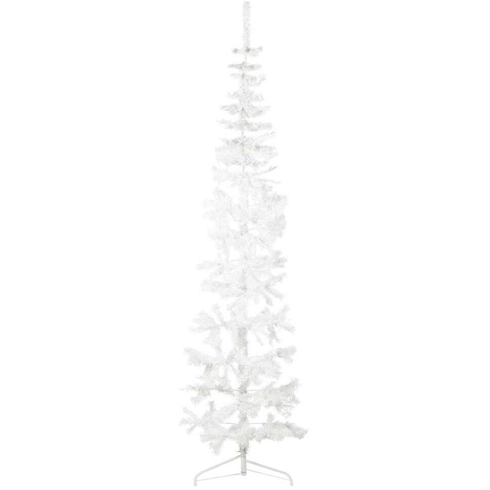 vidaXL Slim Artificial Half Christmas Tree with Stand White 7 ft