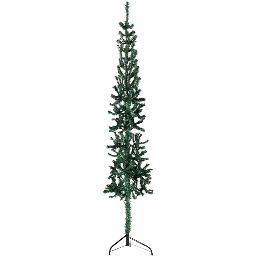 vidaXL Slim Artificial Half Christmas Tree with Stand Green 7 ft