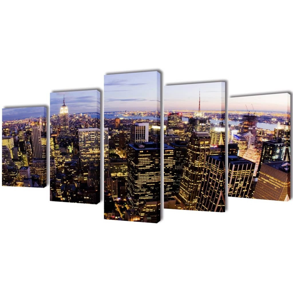 Canvas Wall Print Set Birds Eye View of New York Skyline 79" x 39"