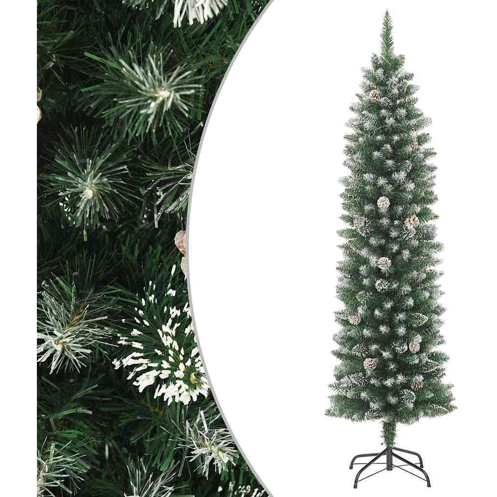 vidaXL Artificial Slim Christmas Tree with Stand 6 ft PVC
