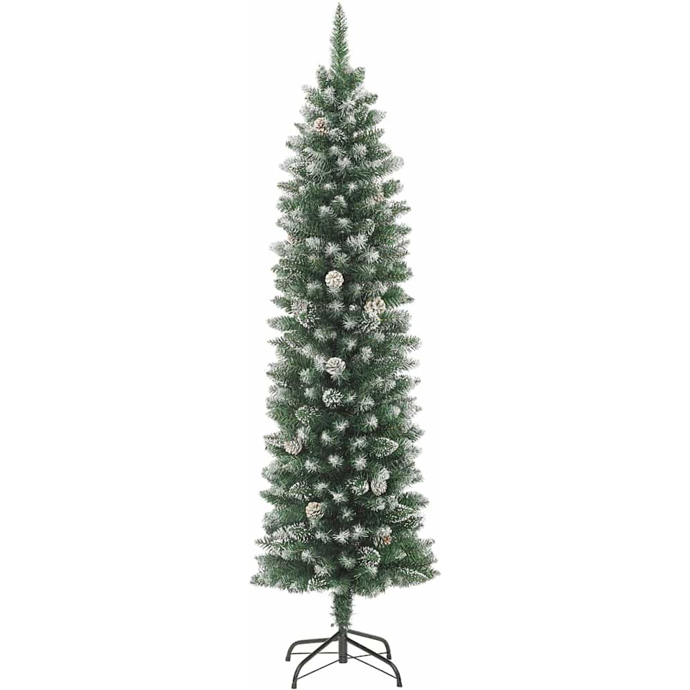 vidaXL Artificial Slim Christmas Tree with Stand 6 ft PVC