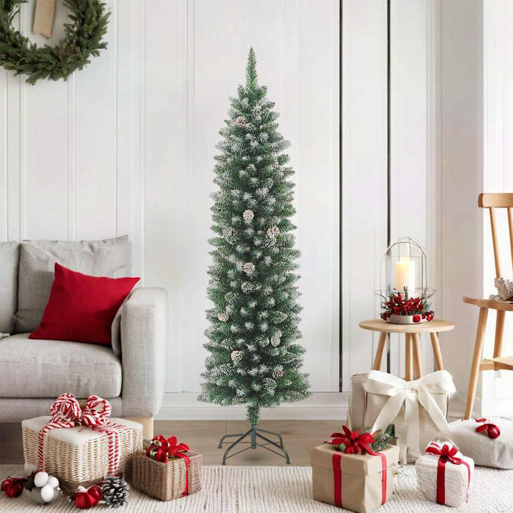 vidaXL Artificial Slim Christmas Tree with Stand 6 ft PVC