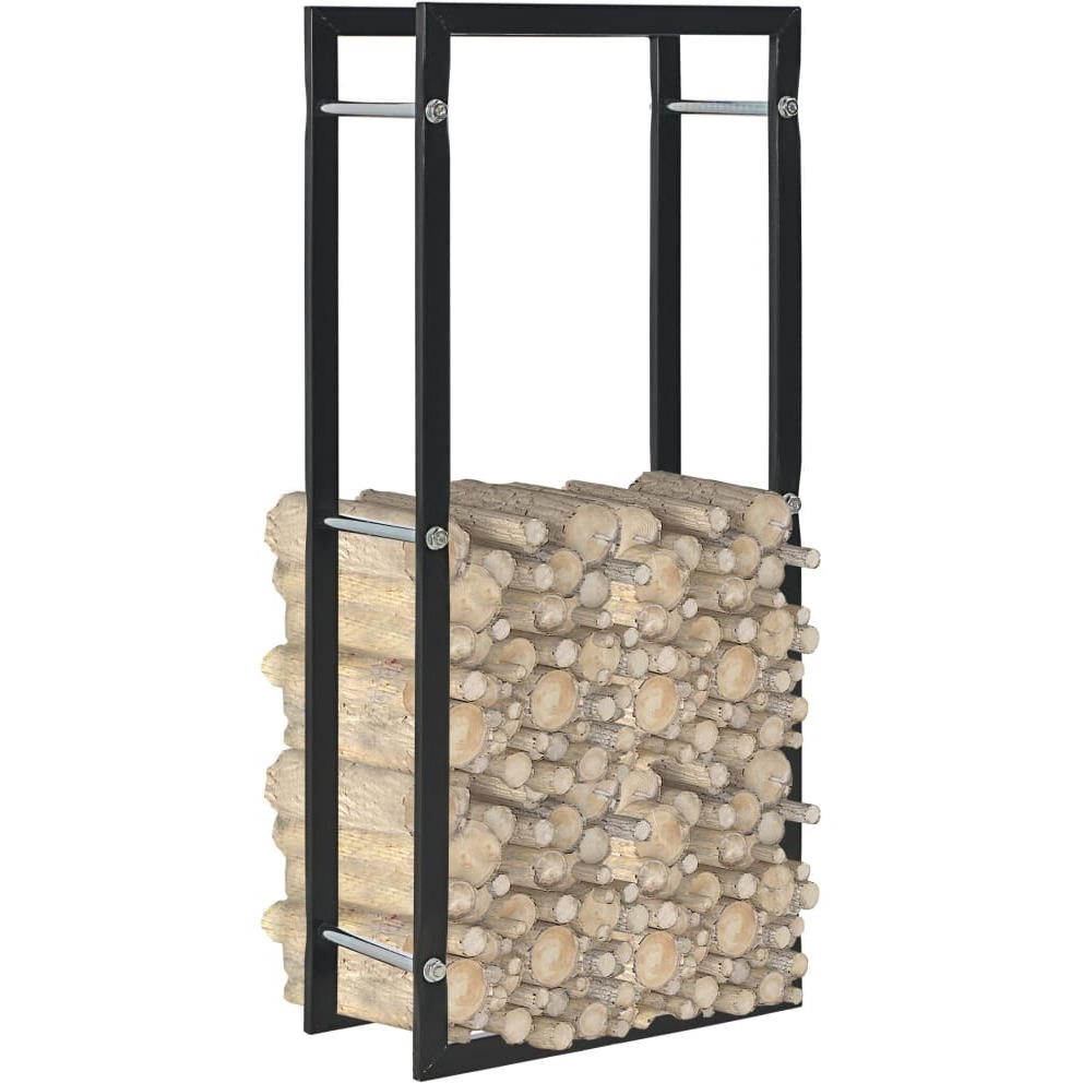 vidaXL Firewood Rack Black 17.3&quotx7.9&quotx39.4" Steel