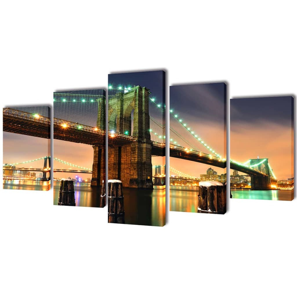Canvas Wall Print Set Brooklyn Bridge 79" x 39"