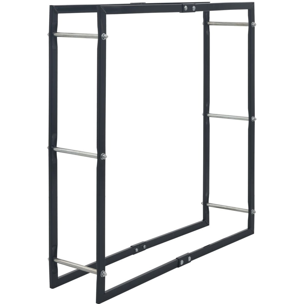 vidaXL Firewood Rack Black 39.4&quotx9.8&quotx39.4" Steel