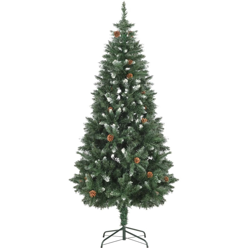 vidaXL Artificial Christmas Tree with Pine Cones and White Glitter 6 ft