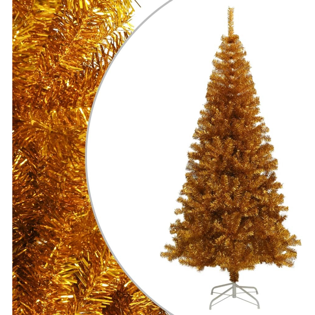 vidaXL Artificial Christmas Tree with Stand Gold 7 ft PET