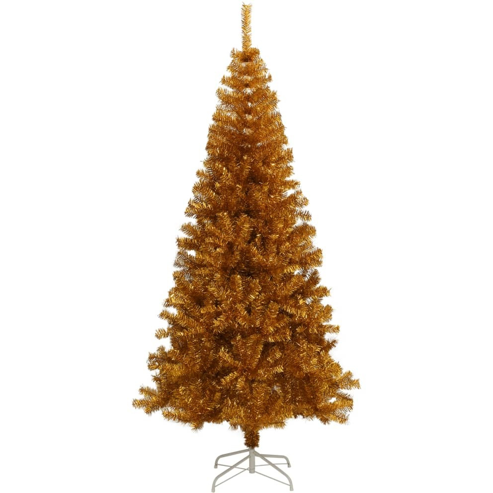 vidaXL Artificial Christmas Tree with Stand Gold 7 ft PET
