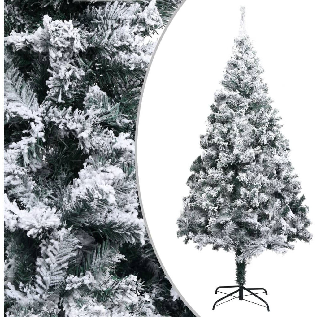 vidaXL Artificial Christmas Tree with Flocked Snow Green 6 ft PVC
