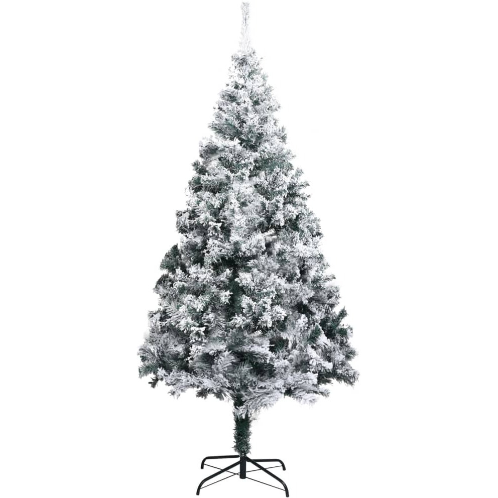 vidaXL Artificial Christmas Tree with Flocked Snow Green 6 ft PVC