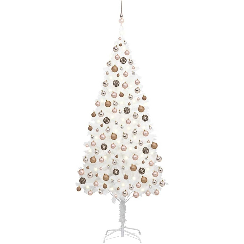 vidaXL Artificial Christmas Tree with LEDs&Ball Set White 82.7"