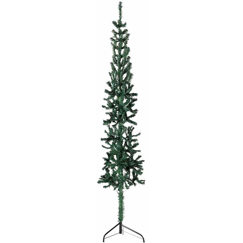 vidaXL Slim Artificial Half Christmas Tree with Stand Green 8 ft