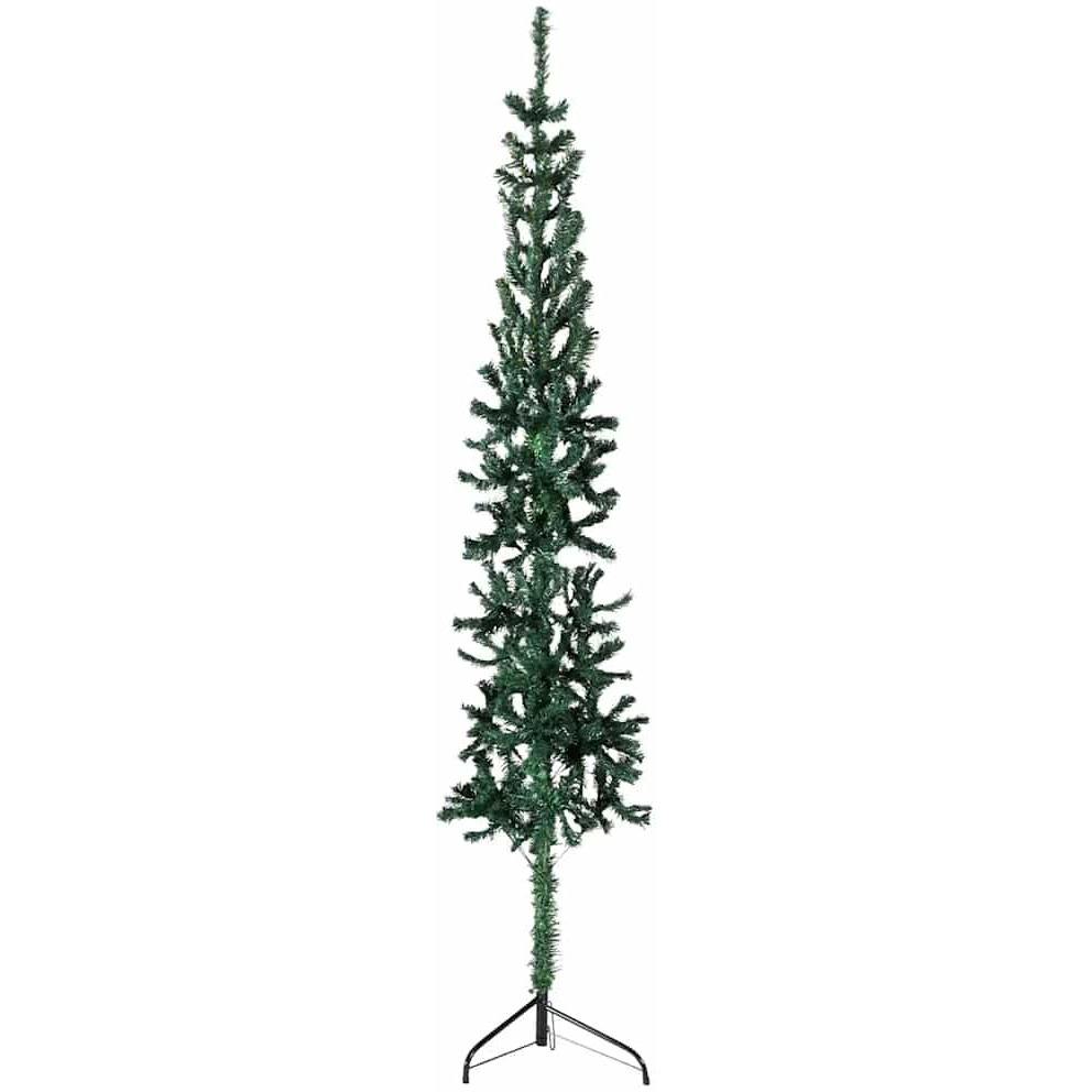 vidaXL Slim Artificial Half Christmas Tree with Stand Green 8 ft