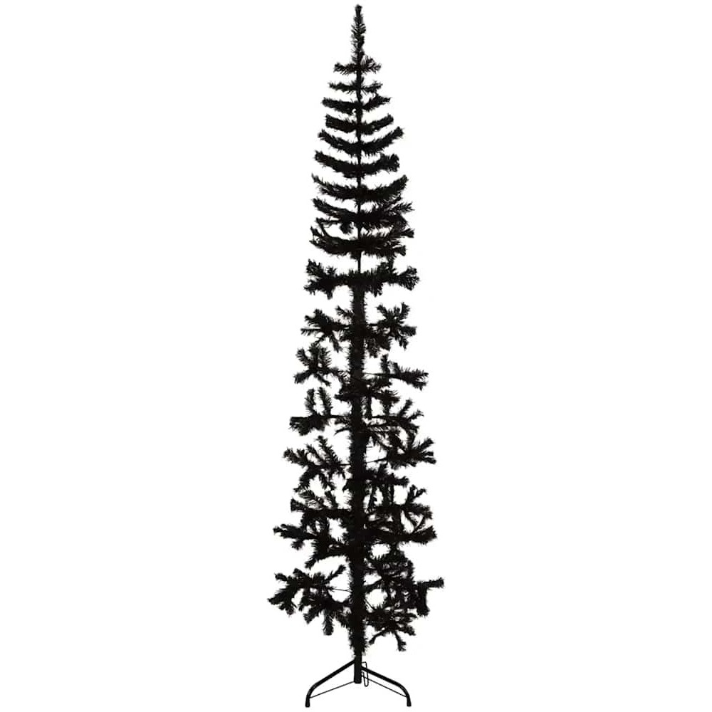 vidaXL Slim Artificial Half Christmas Tree with Stand Black 8 ft