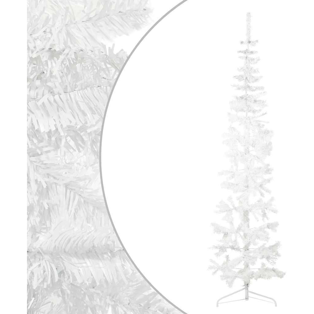 vidaXL Slim Artificial Half Christmas Tree with Stand White 8 ft