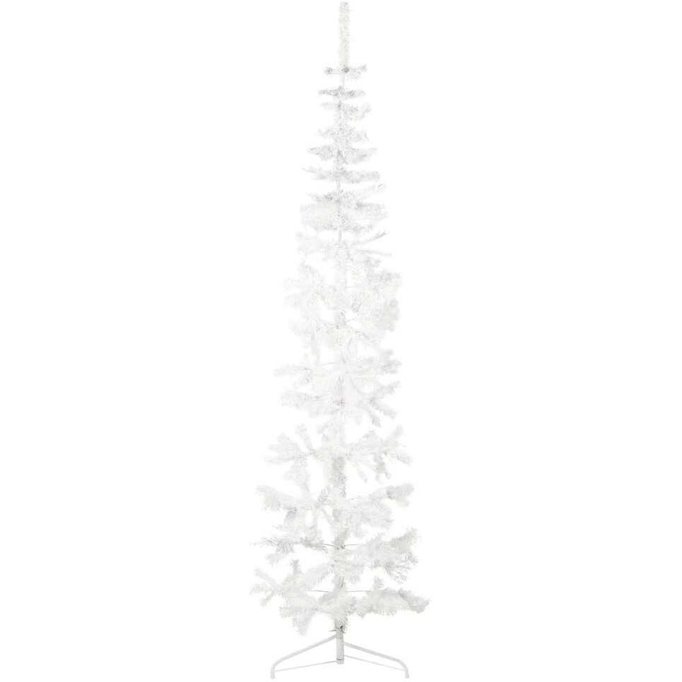 vidaXL Slim Artificial Half Christmas Tree with Stand White 8 ft