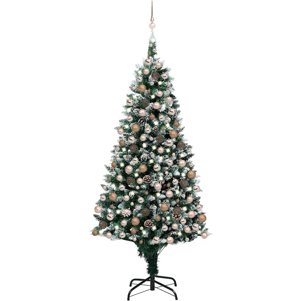vidaXL Artificial Christmas Tree with LEDs&Ball Set&Pine Cones 82.7"