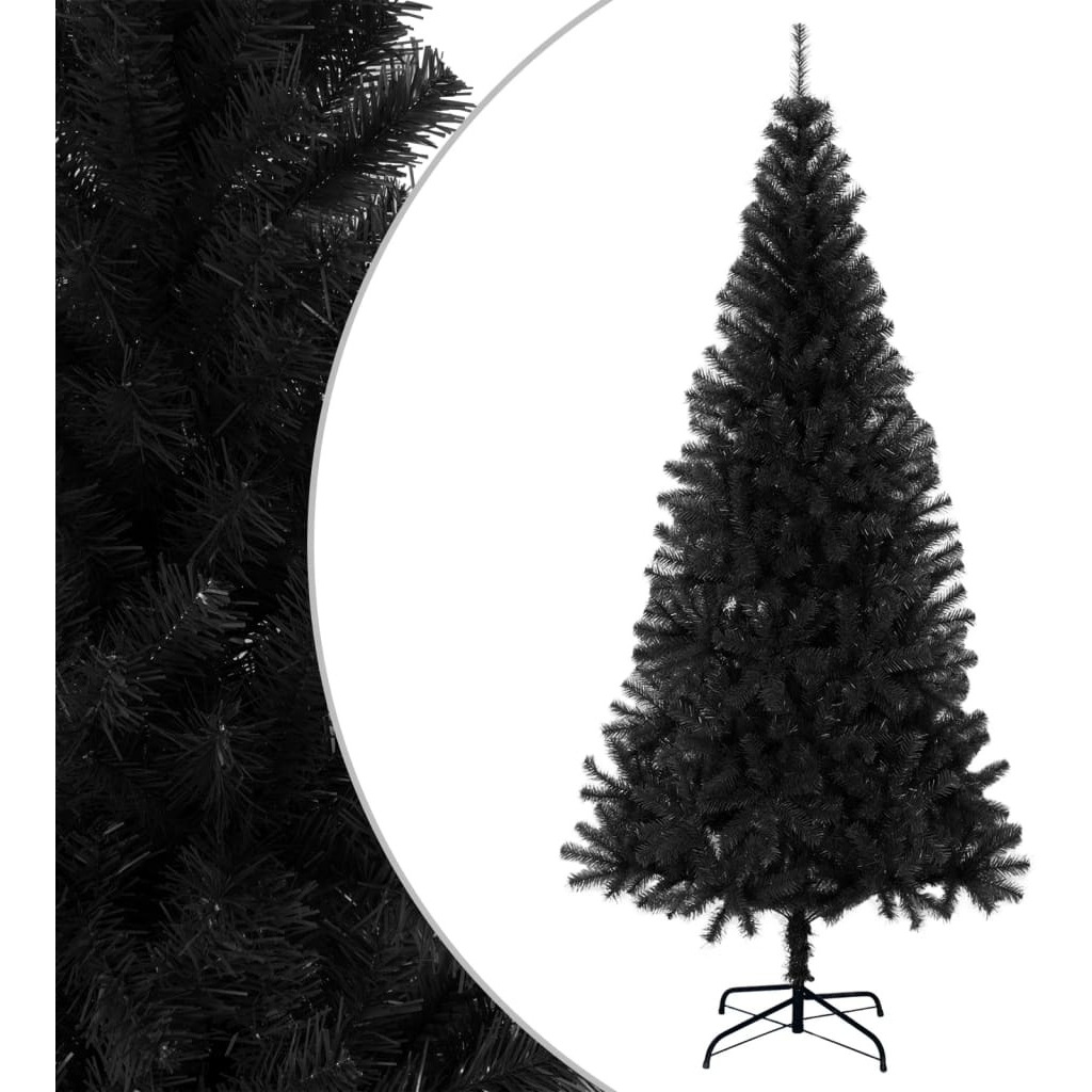 vidaXL Artificial Christmas Tree with Stand Black 8 ft PVC