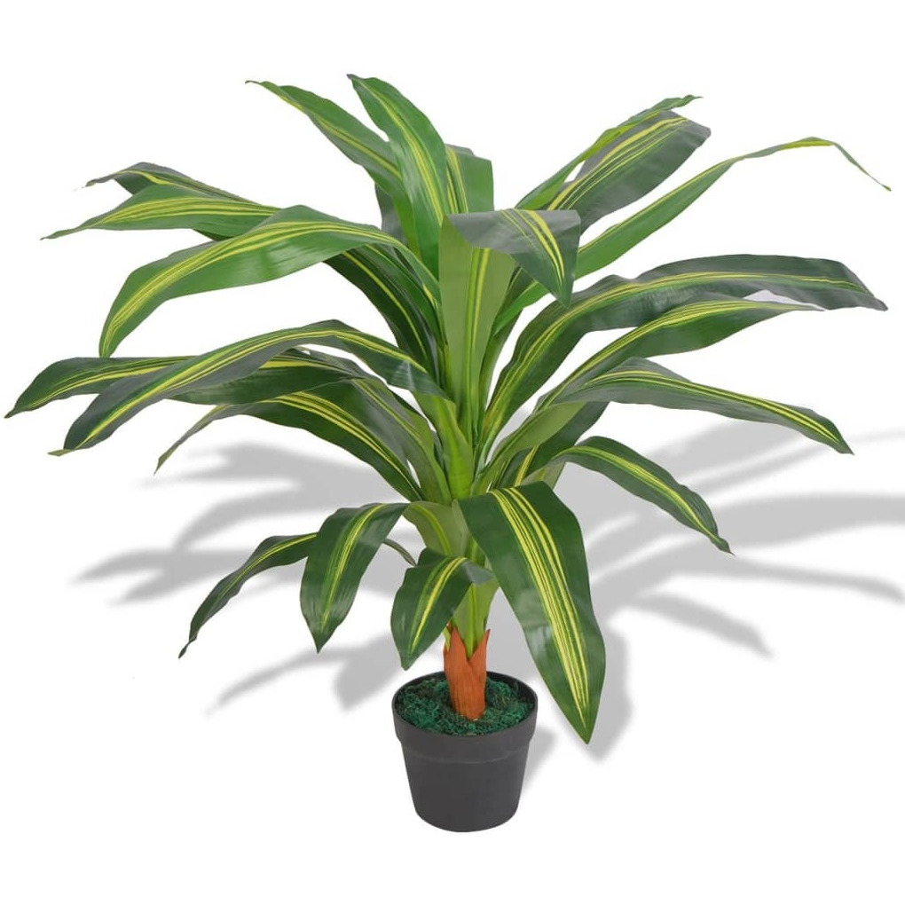 vidaXL Artificial Dracaena Plant with Pot 35.4" Green